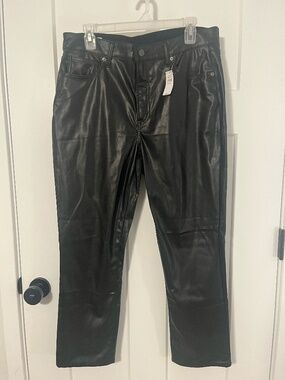 Gap High Rise Vintage Slim Faux Leather Pants Women Black 14/32 Short Petite NWT